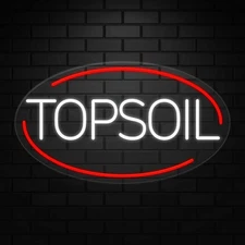 Topsoil Neon Sign for Retail Displays | LED Flex Neon | 30"W x 17"H x 1"D