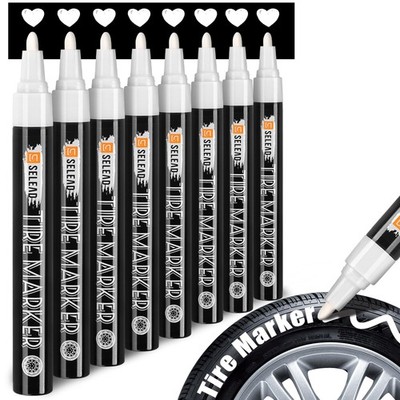 SELEAD Tire Marker White - 8 Pack Paint Pens for 1 Count (Pack of 8), 8white