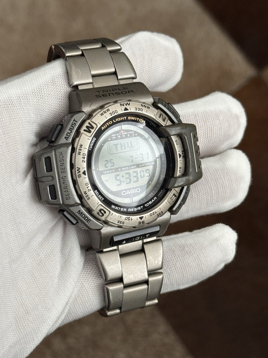 CASIO PROTREK PRO TREK PRT-411 Titanium Qz Watch Vintage