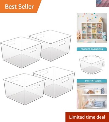 4 Pack Extra Large Clear Plastic Storage Bins,11x11 Cube Acrylic Organizer Sq...