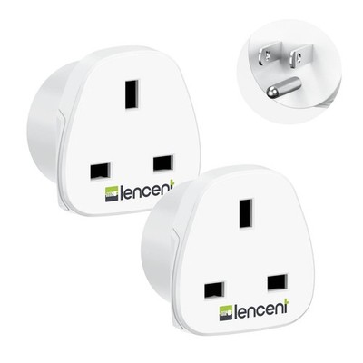 LENCENT UK to US America Plug Adapter, 2 Pack Grounded USA Visitors White 