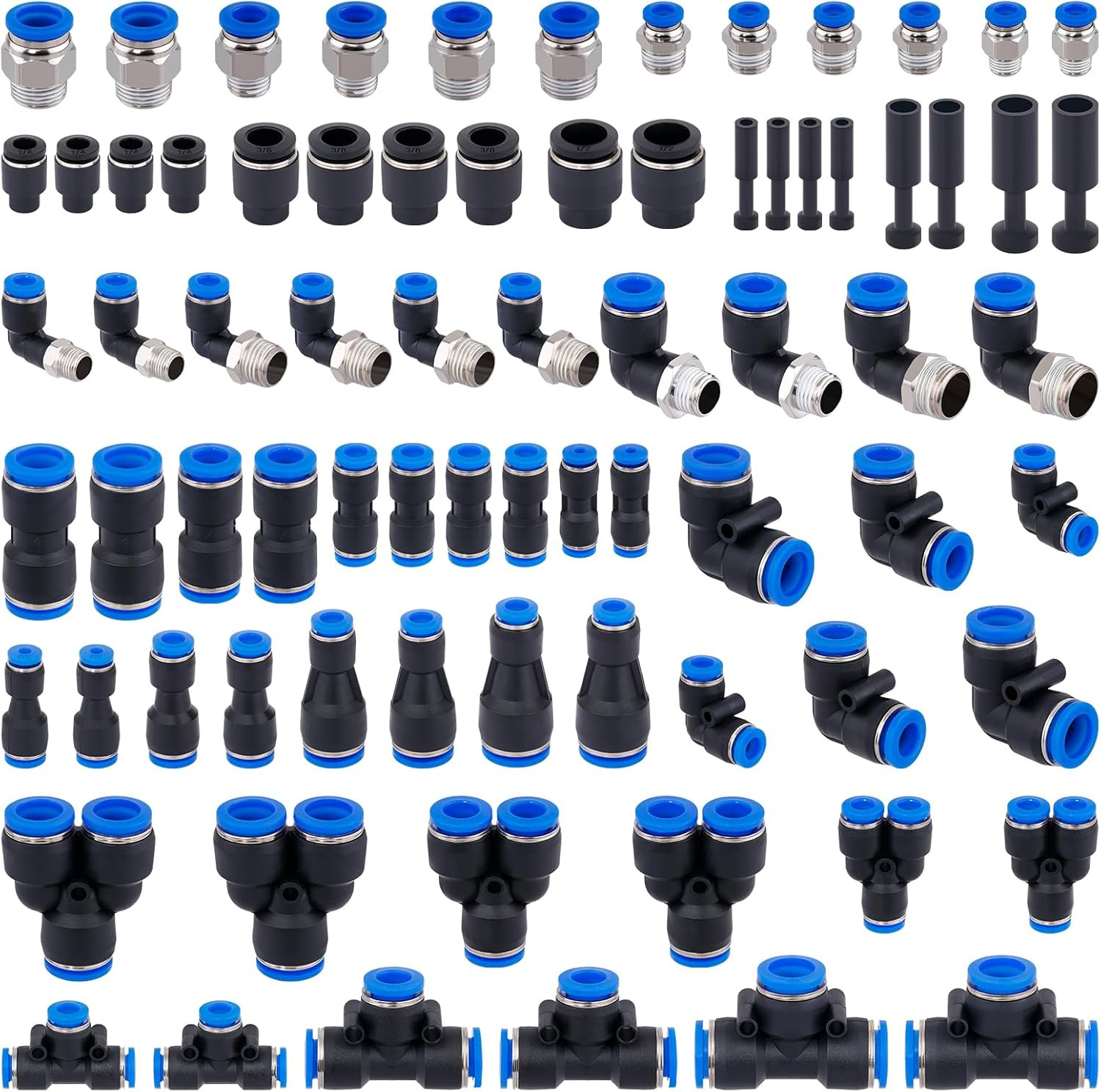 78 PCS Air Line Quick Connect Fittings 1/8" 1/4" 5/16" 3/8" 
