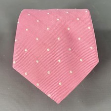 O'CONNELL'S Pink White Polka Dot Silk Tie