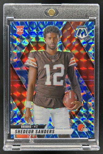 2025 Panini Mosaic Shedeur Sanders Rookie Variation RC Reactive Blue Prizm #290