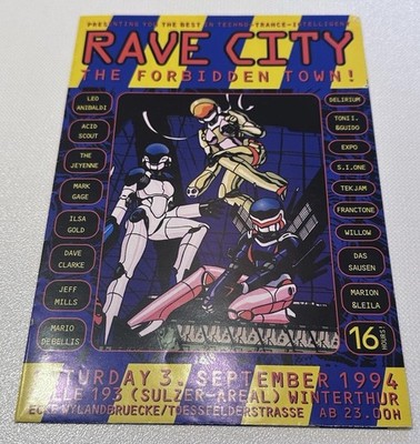 Rave City 1994 Zürich Winterthur (CH) Flyer Techno Dave Clarke J Mills de Bellis