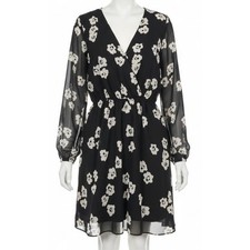 Express Dress Size M Black White Floral Fit Flare Y2K Fairy Whimsical Babydoll