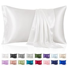 Silk Like Satin Pillowcase Queen Size, White Smooth Queen 20"x30" 01 - White