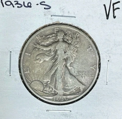 1936-S WALKING LIBERTY SILVER HALF DOLLAR~ VF ~NICE LOOKING COIN~ 90% SILVER