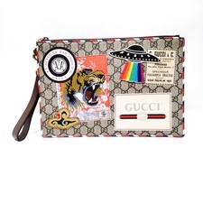 Gucci Clutch Bag Courier GG Supreme Clutch Brown PVC 5503172