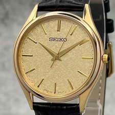 Montre SEIKO 8J41-0AJ0 DOLCE Date Dress Quartz Homme Cadran Or 33mm Du Japon