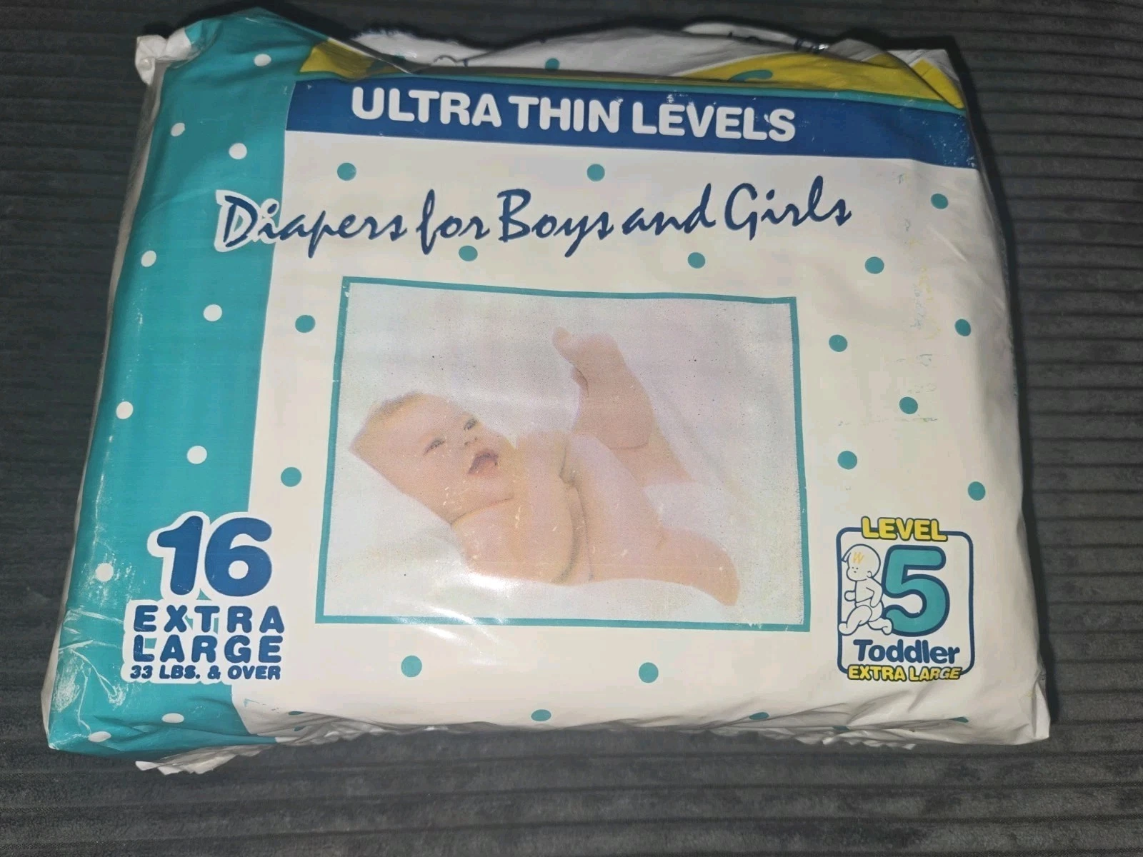 Vintage Plastic Backed Tape Tab diapers Large 10 Count