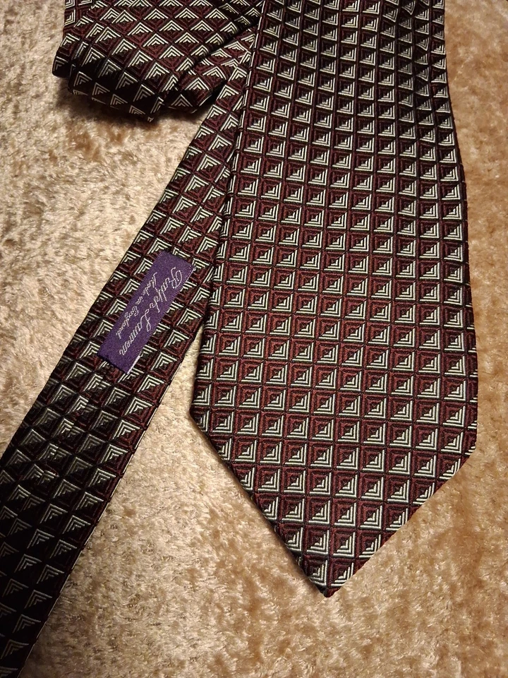 Corbata de seda Ralph Lauren etiqueta púrpura hecha a mano en Inglaterra lujo geométrico Foto 2 de 4