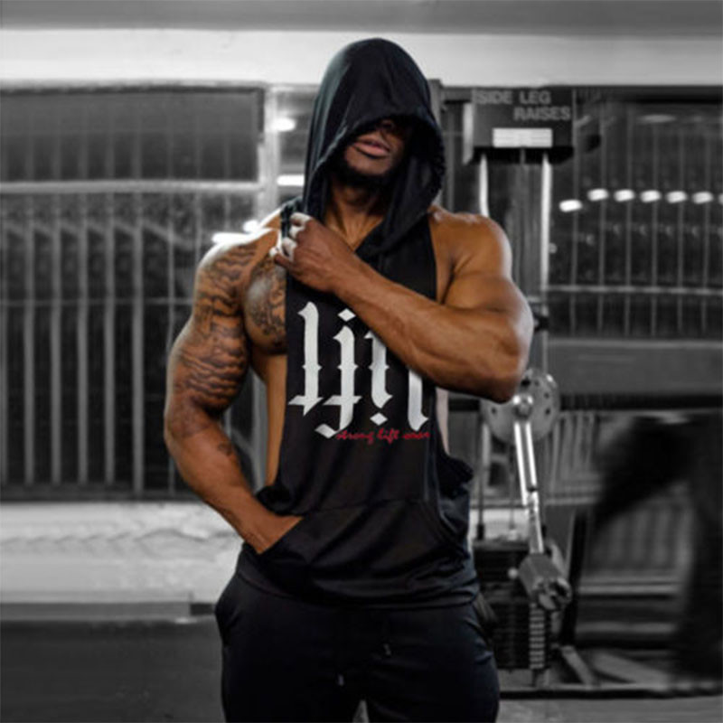 Workout Bodybuilder Sleeveless Hoodie Amussiar Men's Workout