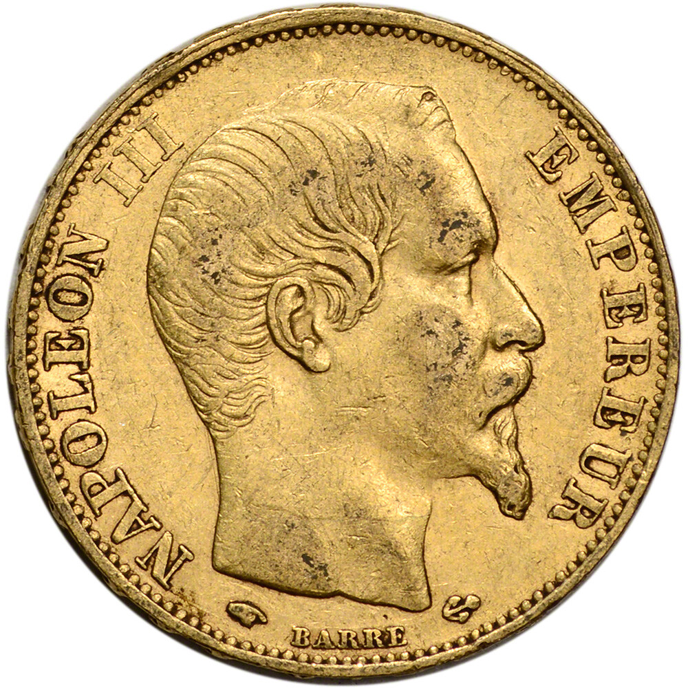 France Gold 20 Francs .1867 oz - Napoleon III - Bare - Avg Circ
