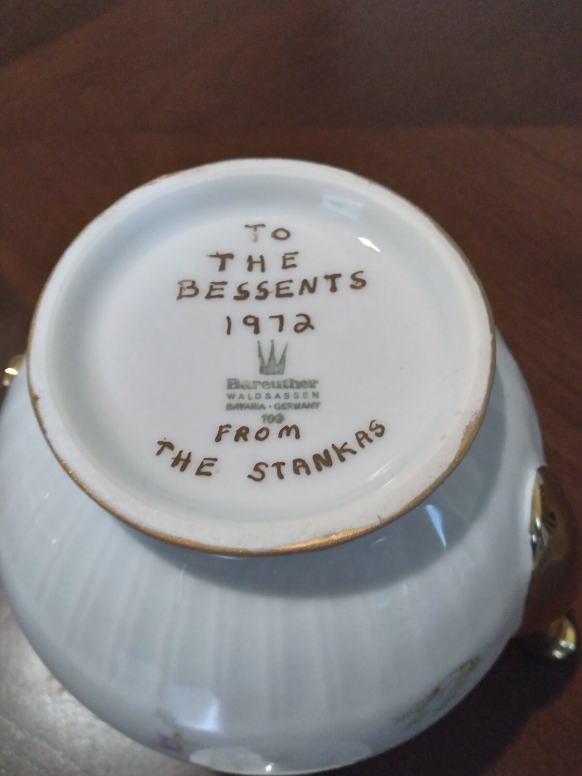 BAREUTHER WALDSASSEN Vintage Porcelain Teapot BAVARIA White floral, lot of gold 