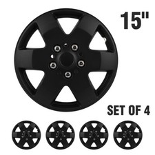 4x 15 Black Wheel Covers Snap On Hubcaps Full Hub Caps For R15 Tire Steel Rim