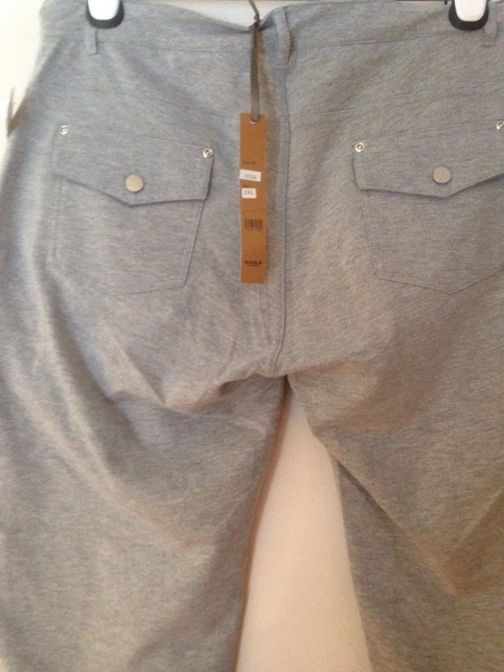 NUEVO CON ETIQUETAS MUJER NANA MODA GRIS ELÁSTICO TIRAR EN CREMALLERA MOSCA ELÁSTICO CAPRI 2XL  Foto 4 de 4