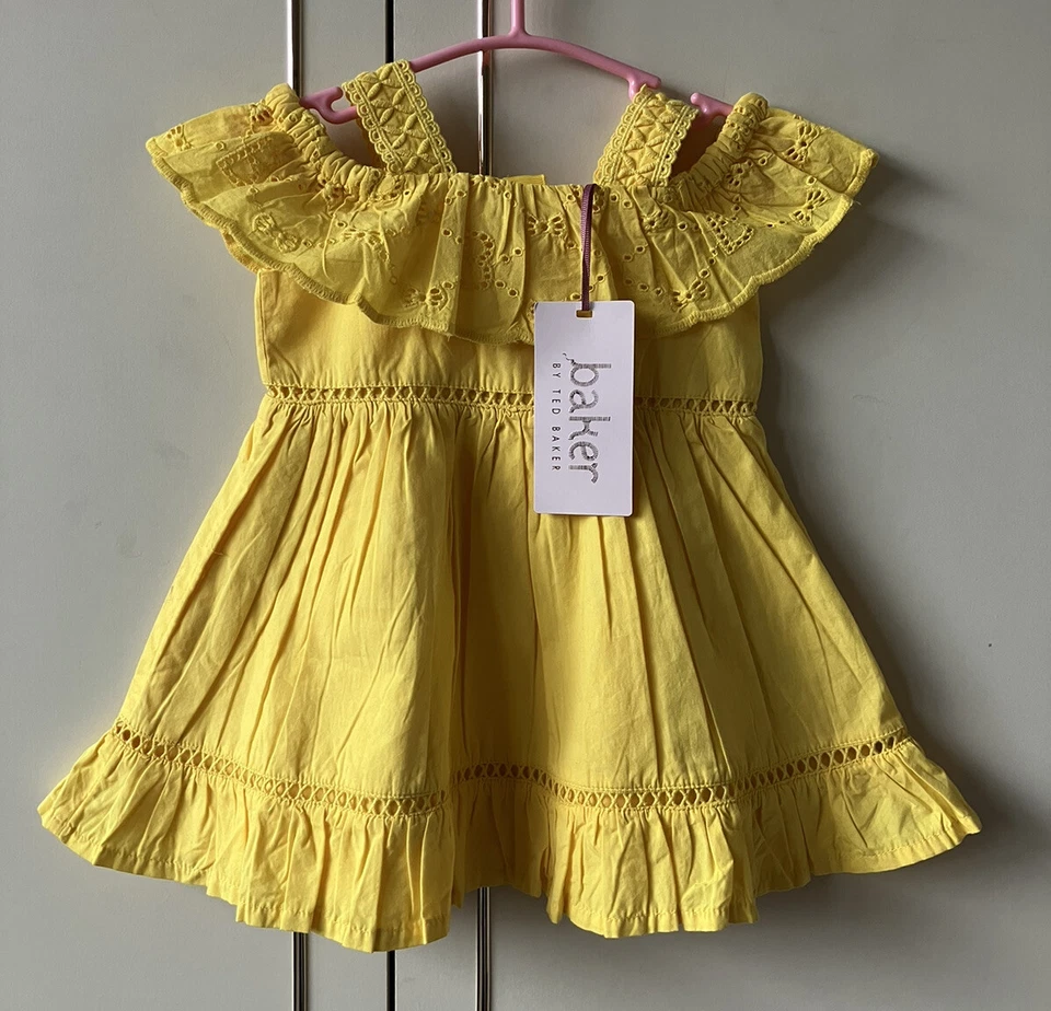 Ted Baker Baby Girl Yellow Mustard Dress Party Holiday Summer 0-3 Months - Image 2 of 4