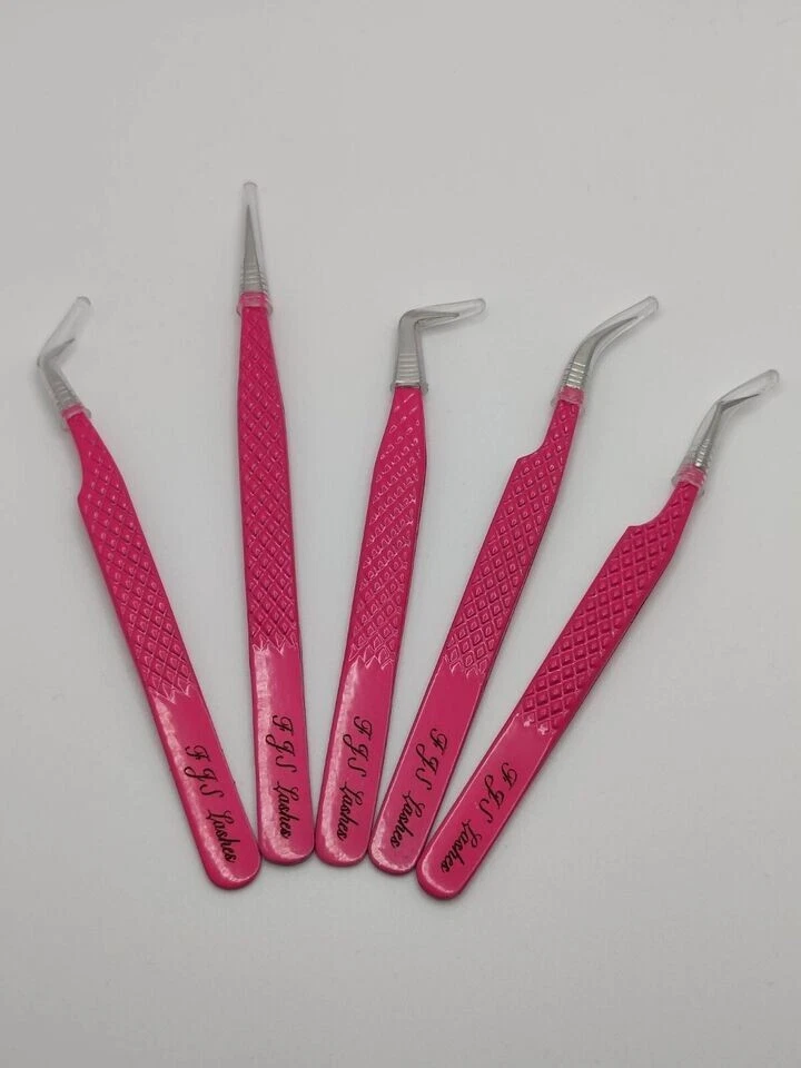Set of 5 PCS of Eyelash Extension Tweezers Kit Diamond Grip for Lash Artists - Image 3 of 4