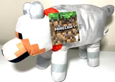 Tamed Wolf Plush Toy From Minecraft Video Game. 8 inch long. NWT