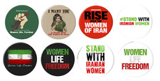 Stand with the Women of Iran buttons - Women Life Freedom #MahsaAmini - 8 pins