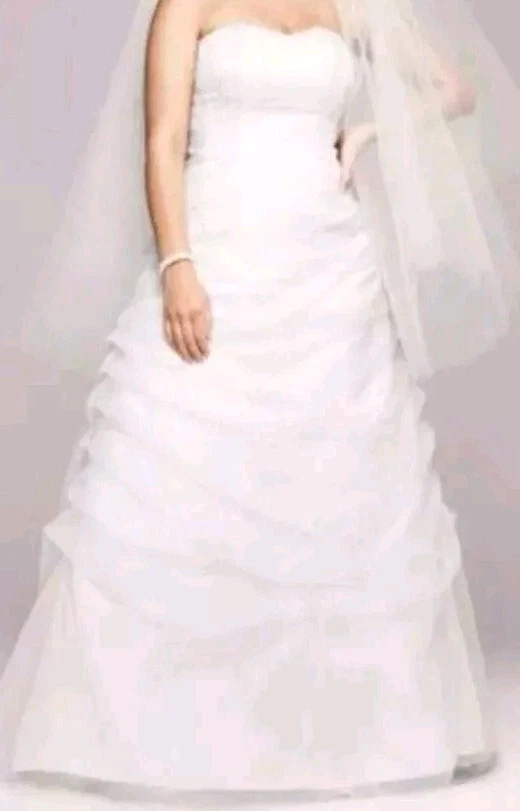 Davids Bridal Wedding Dress Sz 12 Chiffon Corset Back Ball Gown A-line - Image 2 of 4