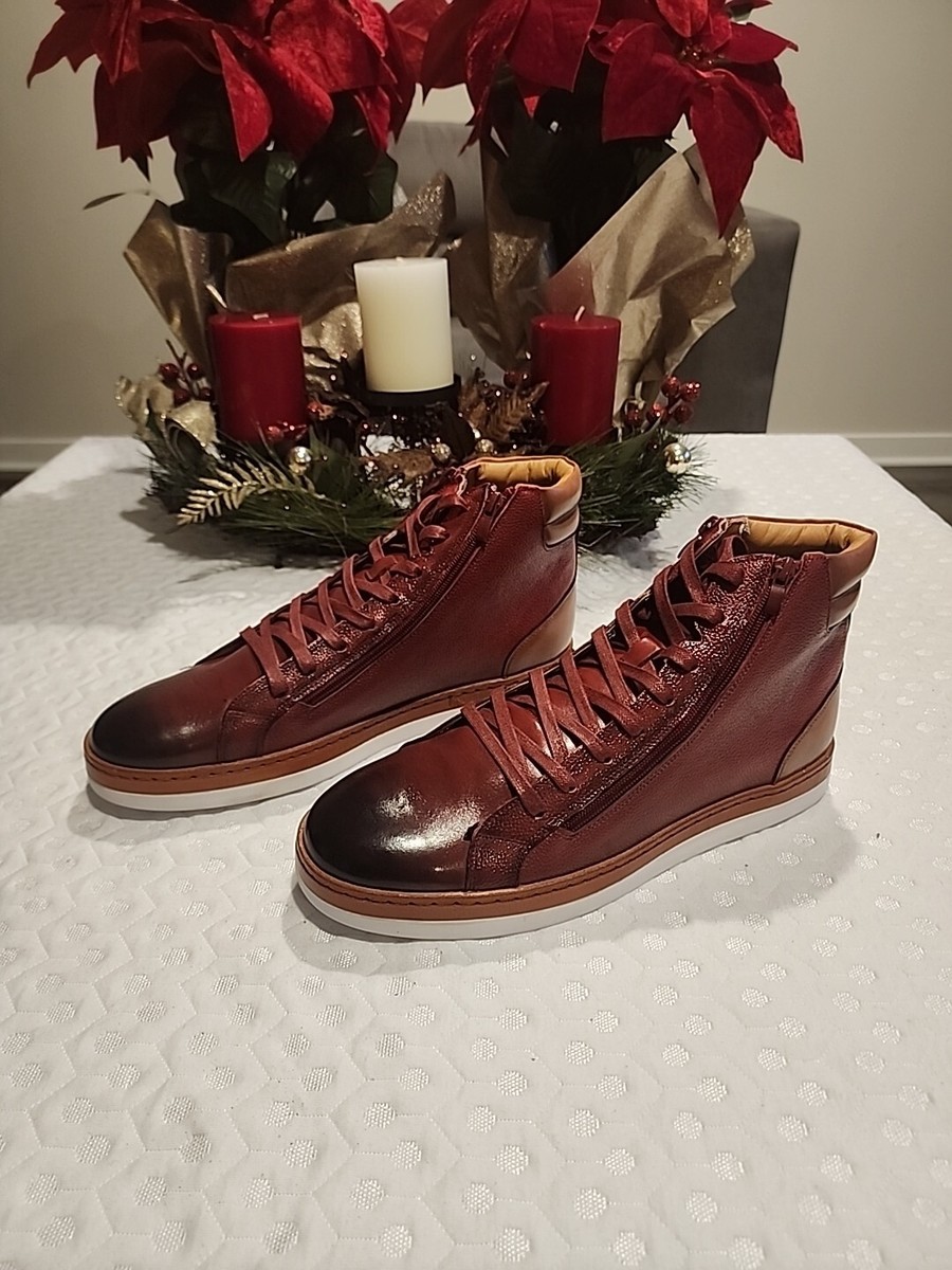 Mens Steven Land Burgundy & Tan Dual Zipper, Strings Size 12  display picture 3