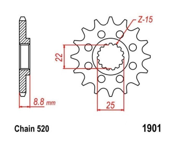 Pignon 14 dents chaîne 520 pour KTM XC 525 anti-usure mécanique
