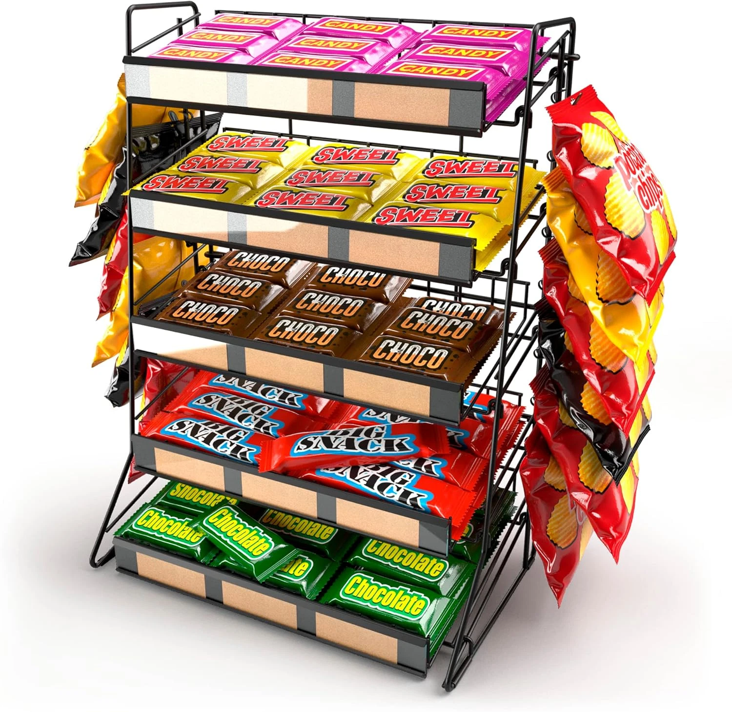 5-Tier Candy Display Rack - Portable Snack Organizer for Home & Events