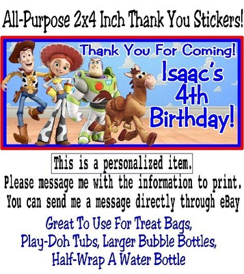Toy Story Birthday Party Baby Shower Thank You Stickers Buzz Woody Jessie Ebay