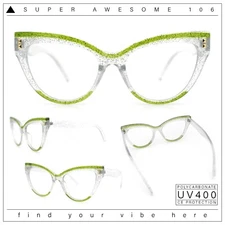 Womens 2-tone Color Design Horn Rim Cat Eye Clear Lens Fashion Eyeglasses