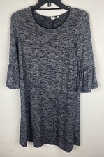 Gap Womens Dress Extra Small Shift Blue Knit 3/4 Length Sleeve Stretch