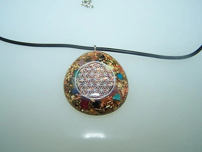 FLOR DE LA VIDA PLATA orgon Orgonit Colgante Para Collar Oro Cobre Latón