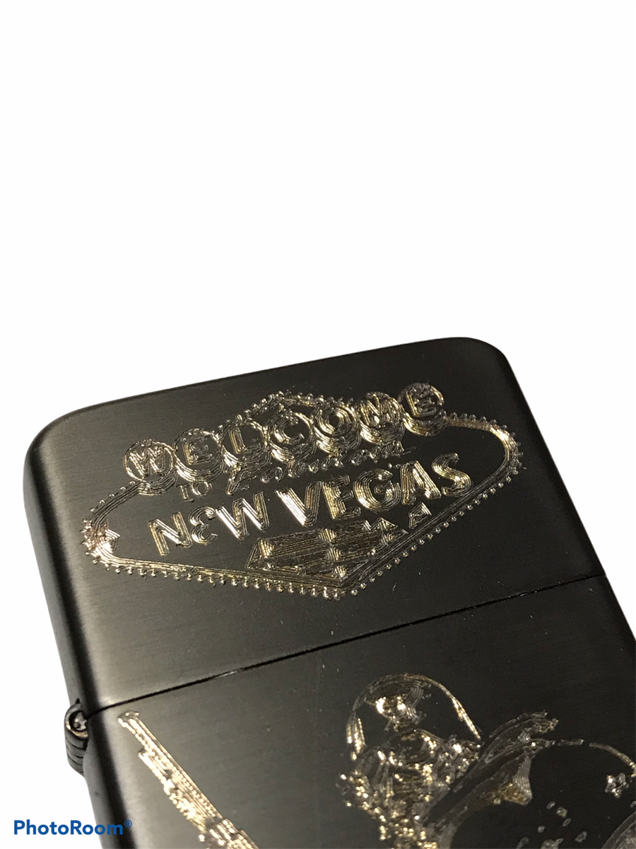 FALLOUT New Vegas LIGHTER *FREE ENGRAVING* with Gift Box gunmetal grey /  gray