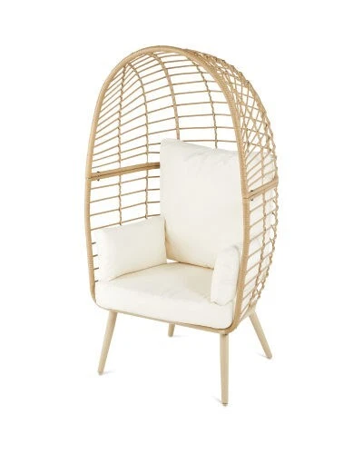 BELAVI GARDEN COCOON CREAM CHAIR/ WICKER EFFECT CREAM CUSHIONS.. - Picture 2 of 8