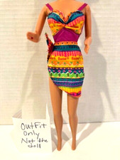 Vintage Barbie multi-color One Piece Swim Suit Sarong