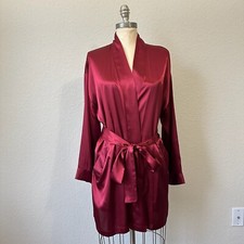 VTG VICTORIA'S SECRET Kimono Robe Womens One Size Burgundy Red Satin Lounge Y2K