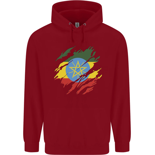 Torn Ethiopia Flag Ethiopian Day Football Childrens Kids Hoodie - Picture 79 of 88