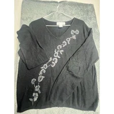 Ships In Shore Silk Angora Rayon And Cashmere Blend Sweater Size Xlarge Flowers