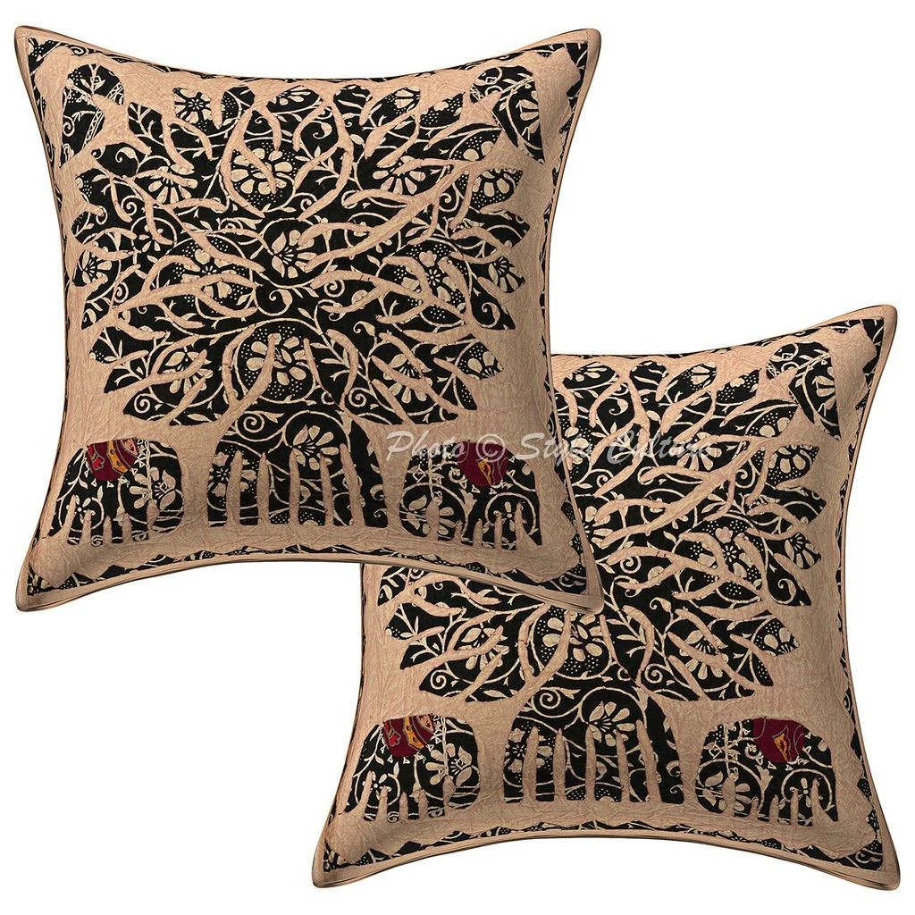 Antique Tree Of Life Cushion Cover Kantha Printed Pillow Case 16" Throw