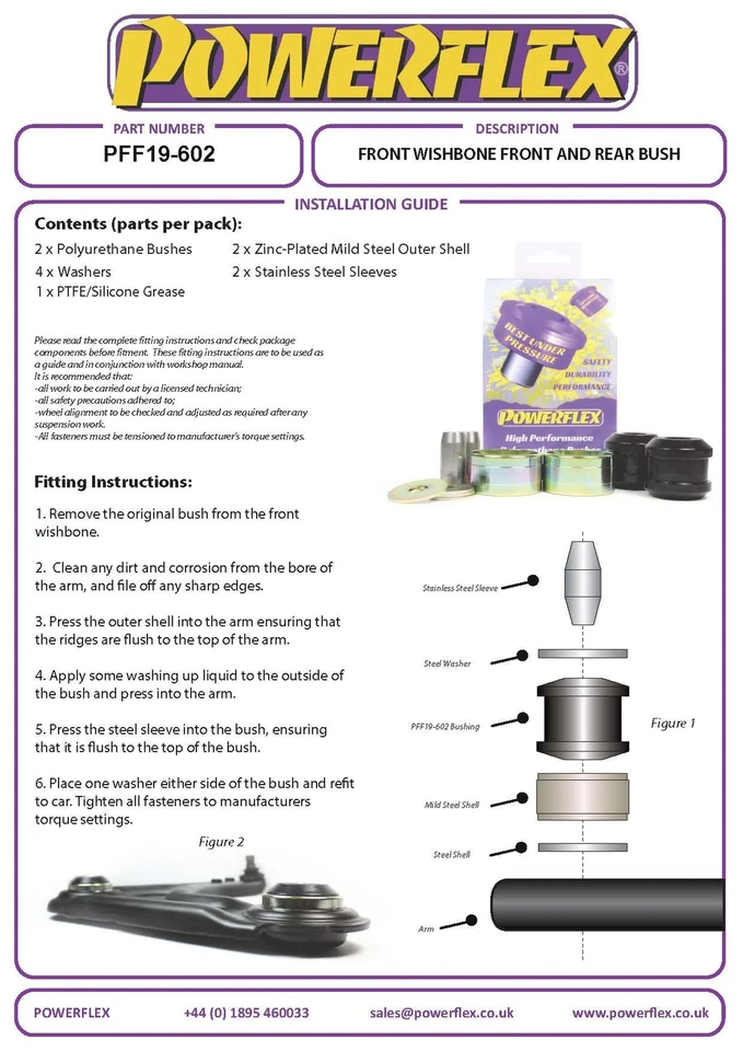 Powerflex Fr Wbone Fr Bushes 54Mm Per Ford Escort 5,6 Rs2000 4X4 92-96 Pff19-602 - Immagine 3 di 4