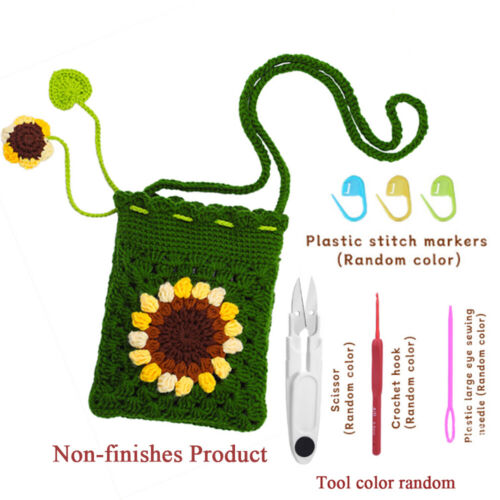 Kit de ganchillo bolsa de teléfono girasol hágalo usted mismo kit de inicio de ganchillo artesanal para adultos Reino Unido - Imagen 12 de 15