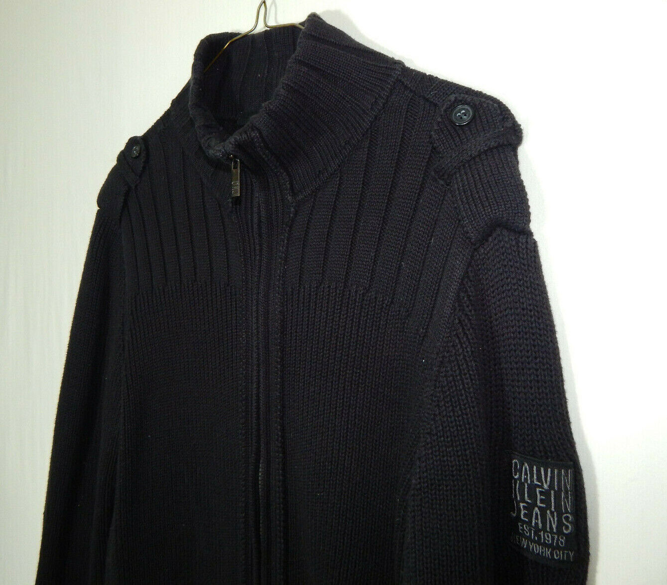 Calvin Klein Full Zipper Sweater 100% Cotton Blac… - image 3