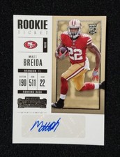 MATT BREIDA 2017 CONTENDERS ROOKIE TICKET 49ERS AUTO RC #178 Rookie