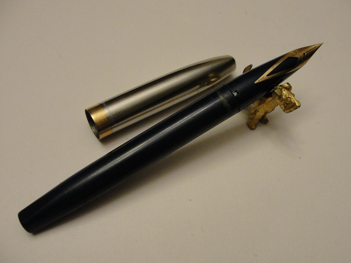 Sheaffer White Dot Imperial VI Touchdown Navy Blue Stainless GT