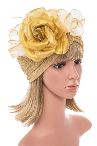 CHRISTIAN DIOR Chapeaux artistic Gold Sparkle tulle Turban  display picture 2