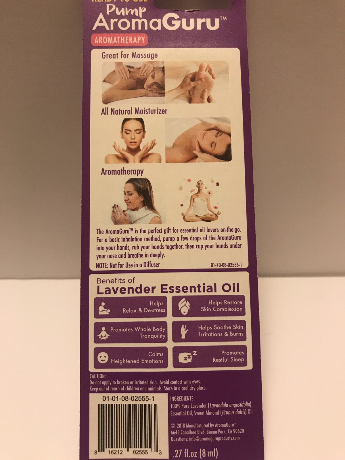 Aroma Guru Pump Essential Oil Lavender Nwt .27 Fl Oz Bottle Ready To Use Travel eBay