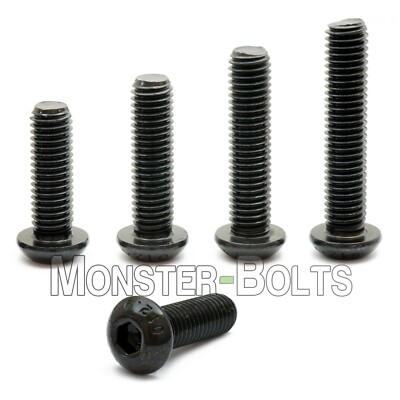 M4 Button Head Socket Cap Screws, 12.9 Steel w/ Black Ox ISO 7380, 0.70 Coarse