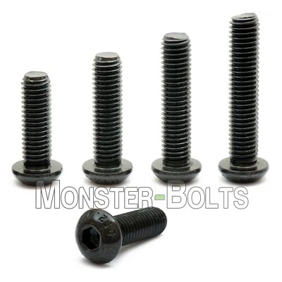 MONSTERBOLTS M4 Button Head Socket Cap Screws, 12.9 Steel w/ Black Ox ISO 7380, 0.70 Coarse