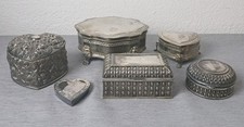 Vtg Silverplate Trinket Jewelry Box Mixed Lot of 6